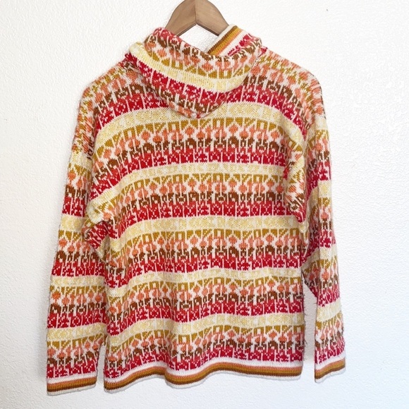 Galvin Knits Patterned 100% Alpaca Wool Pullover Button Hoodies - Picture 8 of 9